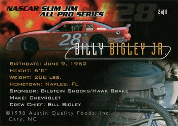 1998 Austin Racing #2 Billy Bigley Jr. Back