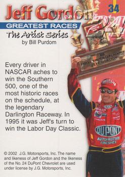2002 Jeff Gordon The Artist Series #34 Jeff Gordon Back