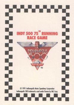 1991 Indy 500 75th Running Race Game #NNO George Souders Back