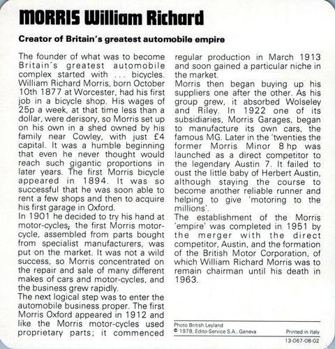 1978-80 Auto Rally Series 8 #13-067-08-02 William Richard Morris Back
