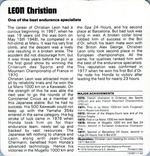 1978-80 Auto Rally Series 11 #13-067-11-20 Christian Leon Back