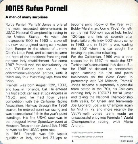 1978-80 Auto Rally Series 26 #13-067-26-03 Rufus Parnell Jones Back