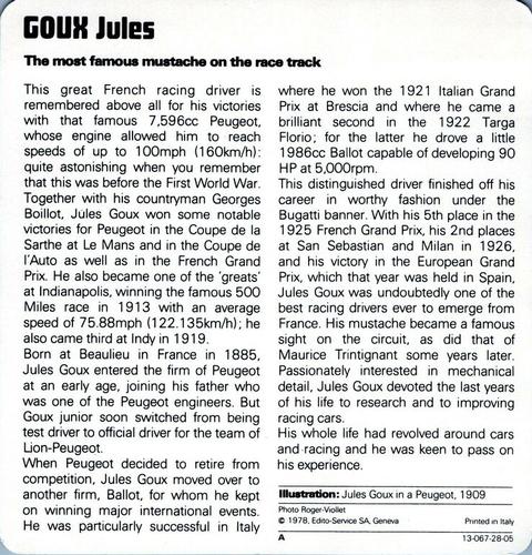 1978-80 Auto Rally Series 28 #13-067-28-05 Jules Goux Back