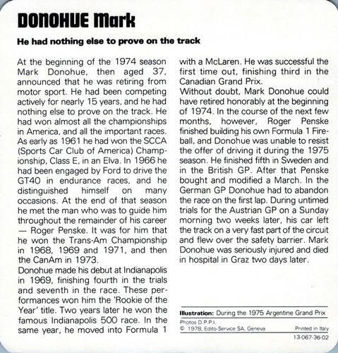 1978-80 Auto Rally Series 36 #13-067-36-02 Mark Donohue Back