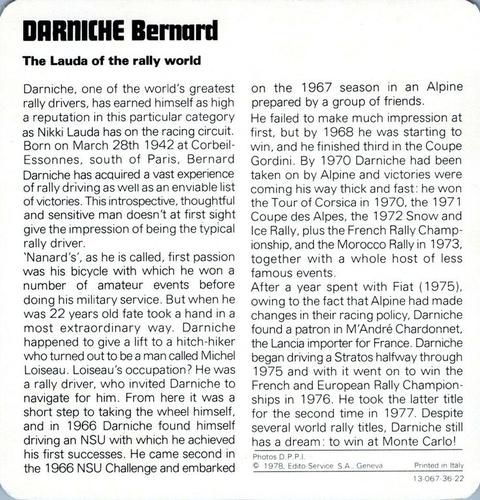 1978-80 Auto Rally Series 36 #13-067-36-22 Bernard Darniche Back