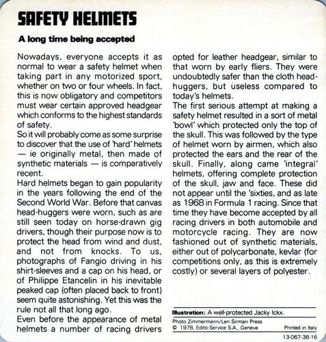 1978-80 Auto Rally Series 38 #13-067-38-16 Safety Helmets Back