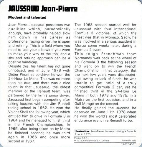 1978-80 Auto Rally Series 43 #13-067-43-02 Jean Pierre Jaussaud Back