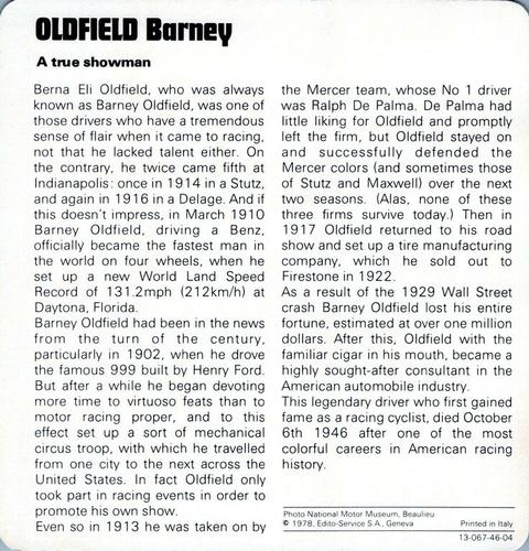1978-80 Auto Rally Series 46 #13-067-46-04 Barney Oldfield Back