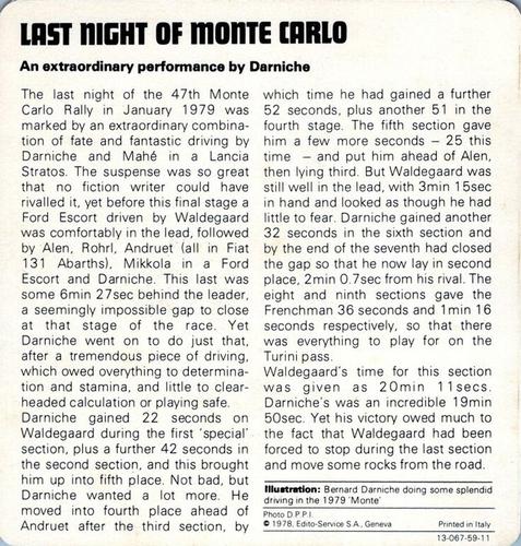 1978-80 Auto Rally Series 59 #13-067-59-11 Last Night Of Monte Carlo Back