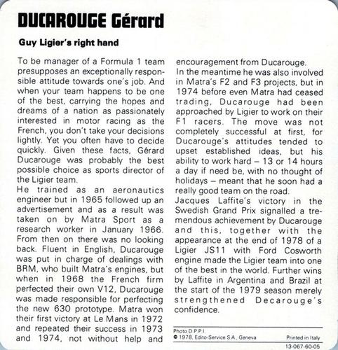 1978-80 Auto Rally Series 60 #13-067-60-05 Gérard Ducarouge Back
