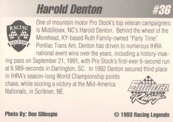 1992 Racing Legends IHRA #36 Harold Denton Back