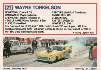 1991 Racing Legends IHRA #21 Wayne Torkelson Back