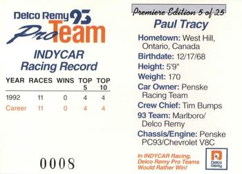 1993 Delco Remy Pro Team #5 Paul Tracy Back