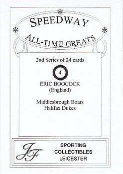 1999 Speedway All-Time Greats 2nd Series #4 Eric Boocock Back