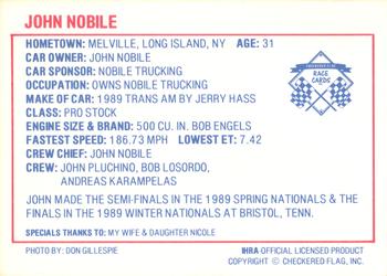 1990 Checkered Flag Printer Test #NNO John Nobile Back