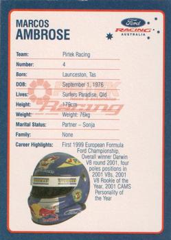 2002 Ford Racing Australia #NNO Marcos Ambrose Back