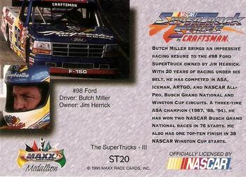 1995 Maxx Medallion - SuperTrucks #ST20 Butch Miller Back
