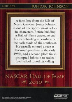 2010 Press Pass Eclipse - NASCAR Hall of Fame #NHOF 92 Junior Johnson Back