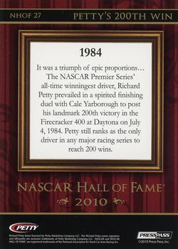 2010 Press Pass Stealth - NASCAR Hall of Fame #NHOF 27 Petty's 200th Win Back