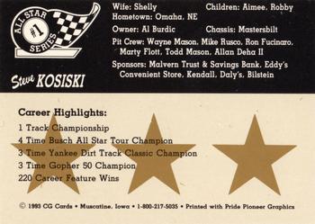 1993 CG Cards All Star Series #1 Steve Kosiski Back