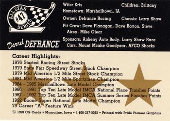 1993 CG Cards All Star Series #47 Darrel Defrance Back