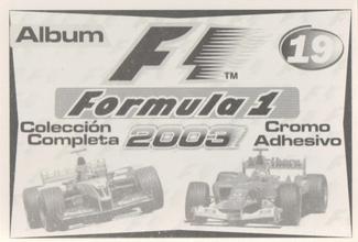 2003 Edizione Figurine Formula 1 #19 Juan Pablo Montoya / Michael Schumacher / Kimi Raikkonen Back