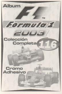 2003 Edizione Figurine Formula 1 #116 Michael Schumacher Back