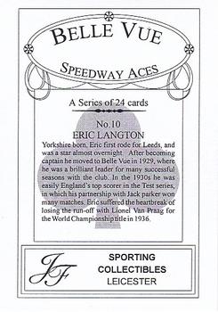 2001 J F Sporting Belle Vue Speedway Aces #10 Eric Langton Back