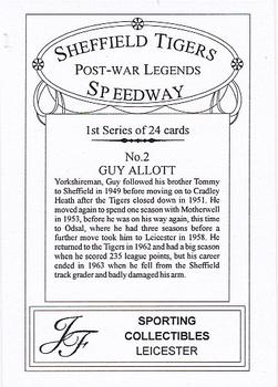 2001 J F Sporting Sheffield Tigers Speedway Post War Legends #2 Guy Allott Back
