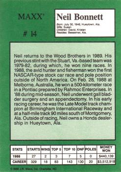 1989 Maxx Crisco #14 Neil Bonnett Back