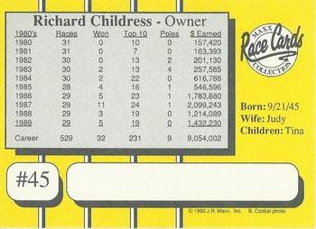1990 Maxx - Glossy #45 Richard Childress Back