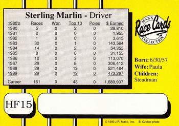 1990 Maxx Holly Farms #HF15 Sterling Marlin Back