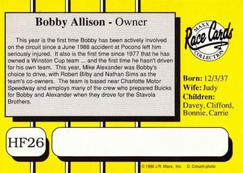 1990 Maxx Holly Farms #HF26 Bobby Allison Back