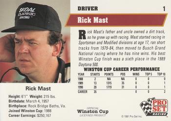 1991 Pro Set #1 Rick Mast Back