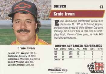 1991 Pro Set #13 Ernie Irvan Back
