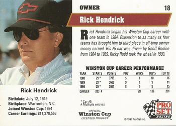 1991 Pro Set #18 Rick Hendrick Back