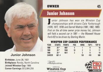1991 Pro Set #45 Junior Johnson Back