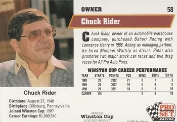 1991 Pro Set #58 Chuck Rider Back