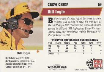 1991 Pro Set #59 Bill Ingle Back