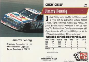 1991 Pro Set #62 Jimmy Fennig Back