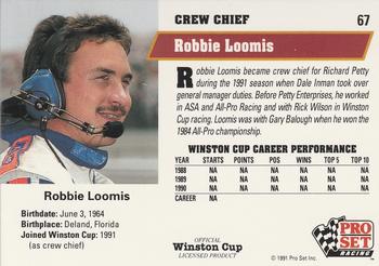 1991 Pro Set #67 Robbie Loomis Back