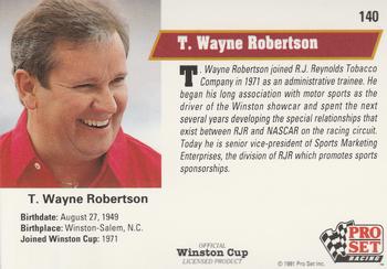 1991 Pro Set #140 T. Wayne Robertson Back