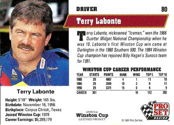 1991 Pro Set #80 Terry Labonte Back