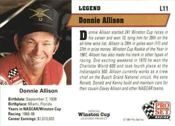 1991 Pro Set - Legends #L11 Donnie Allison Back