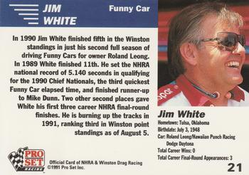 1991 Pro Set NHRA #21 Jim White Back