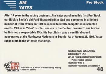 1991 Pro Set NHRA #48 Jim Yates Back