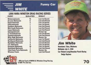 1991 Pro Set NHRA #70 Jim White's Car Back