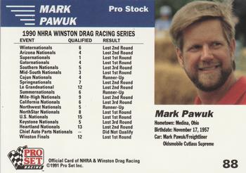 1991 Pro Set NHRA #88 Mark Pawuk's Car Back