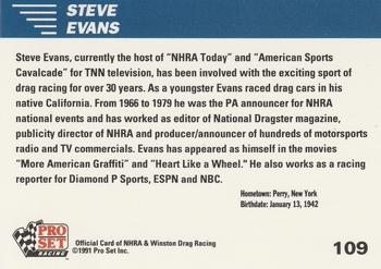 1991 Pro Set NHRA #109 Steve Evans Back