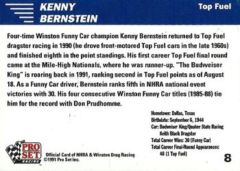 1991 Pro Set NHRA #8 Kenny Bernstein Back